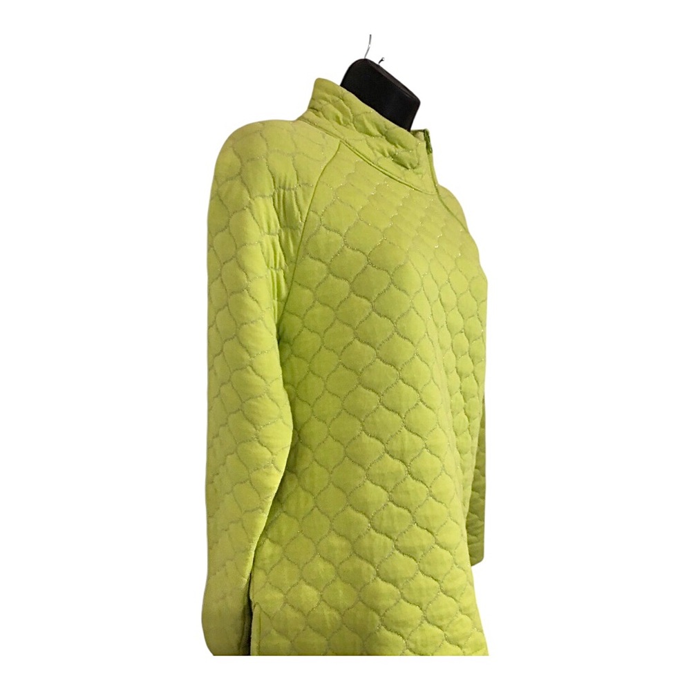 Talbots quilted silver lined lime green mockneck sweater top size medium new - Picture 10 of 10